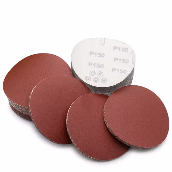 Película de respaldo Papel de lija abrasivo Rojo de fábrica 5 pulgadas 125 Gancho y bucle redondo Muebles de madera Pulido automotriz Papel de lija abrasivo autoadhesivo